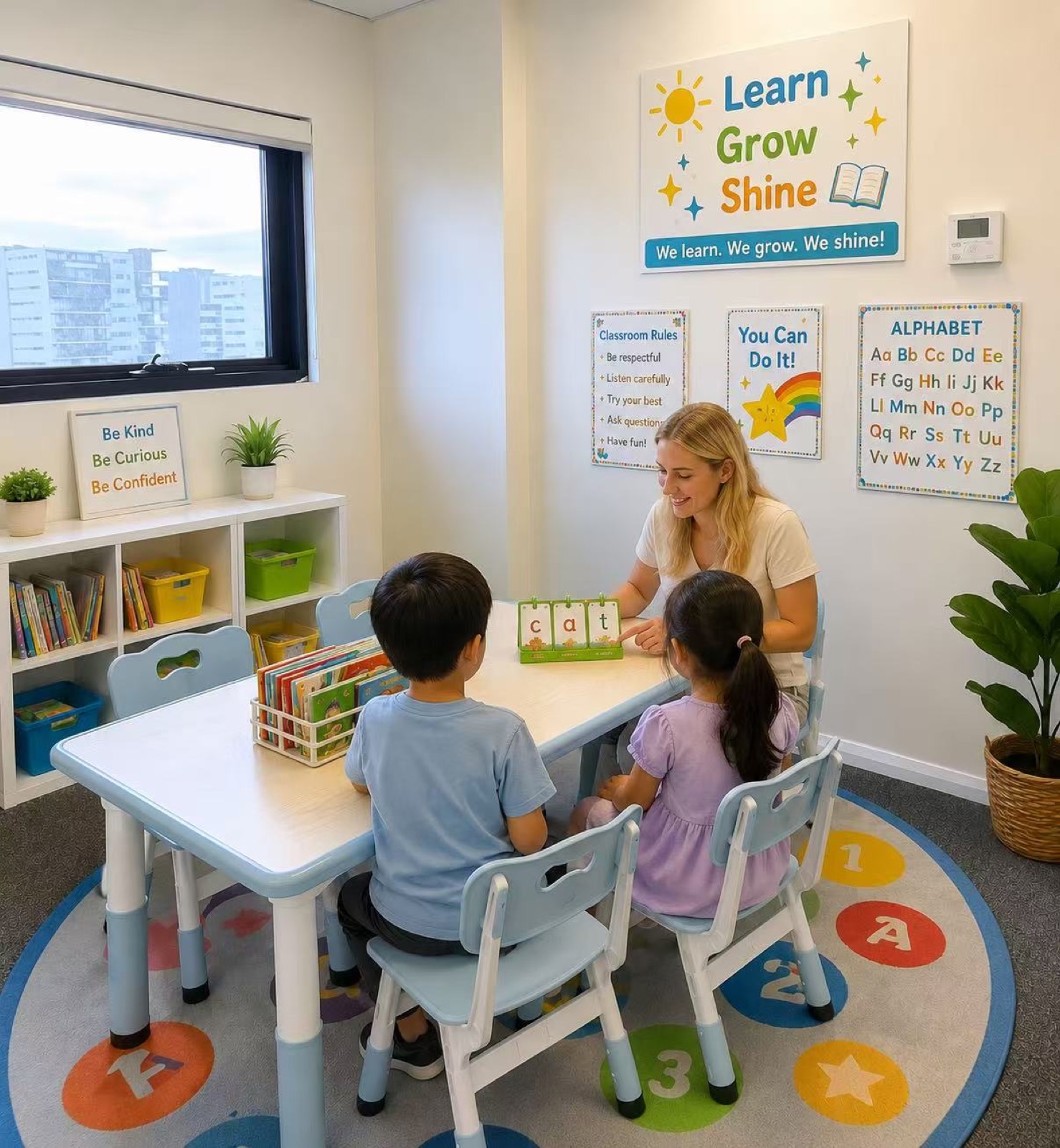 Teacher guiding children through a phonics lesson at J Phonics Burwood